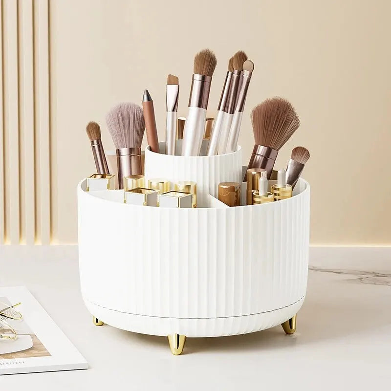 360 Degree Rotating Makeup Brush Organizer Storage Box Cosmetic Brush Holder Desktop Pen Pencil Container Organizer 1PCS - zyracollection.store