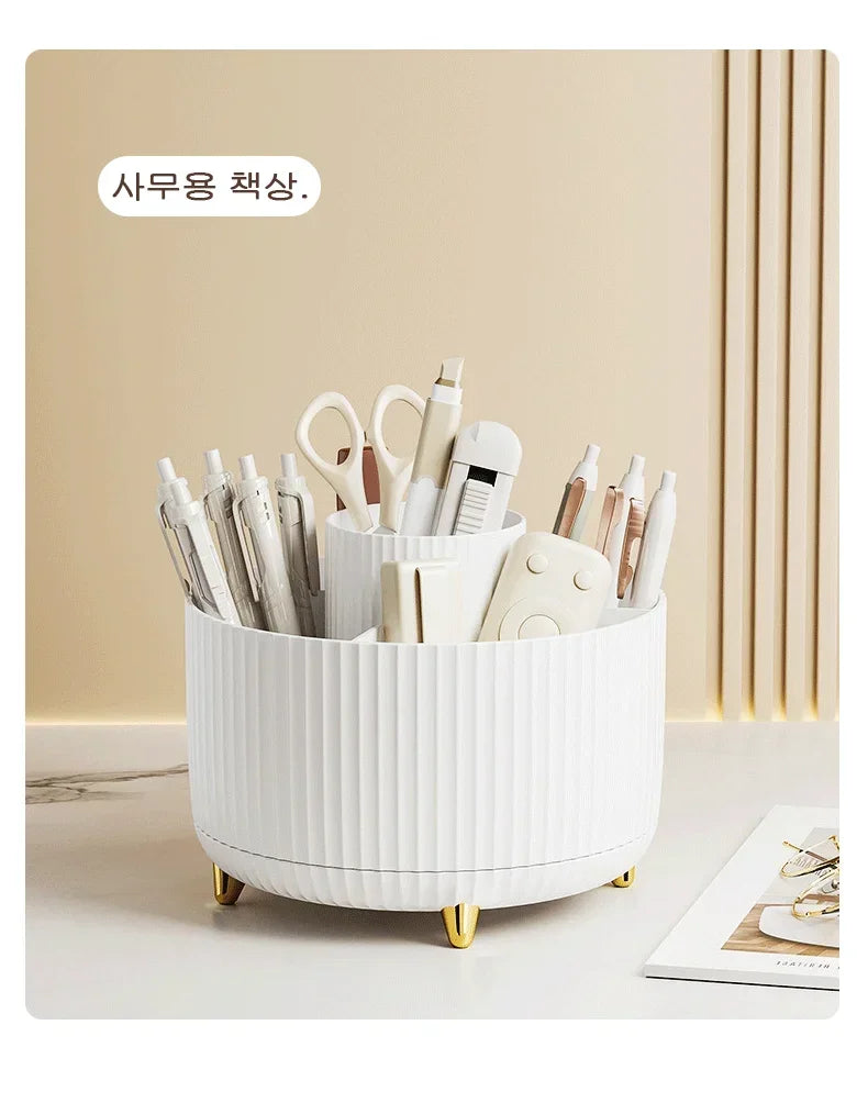 360 Degree Rotating Makeup Brush Organizer Storage Box Cosmetic Brush Holder Desktop Pen Pencil Container Organizer 1PCS - zyracollection.store