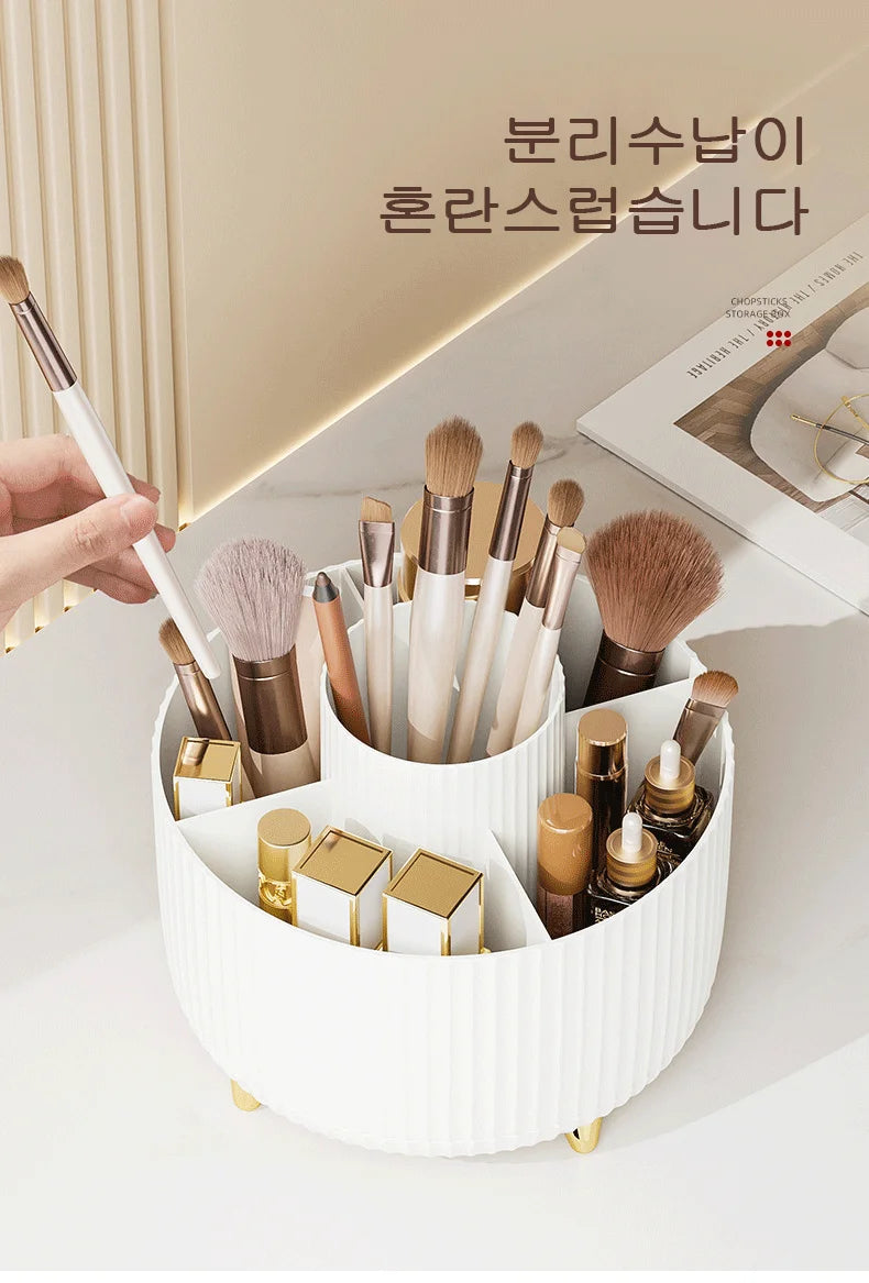360 Degree Rotating Makeup Brush Organizer Storage Box Cosmetic Brush Holder Desktop Pen Pencil Container Organizer 1PCS - zyracollection.store