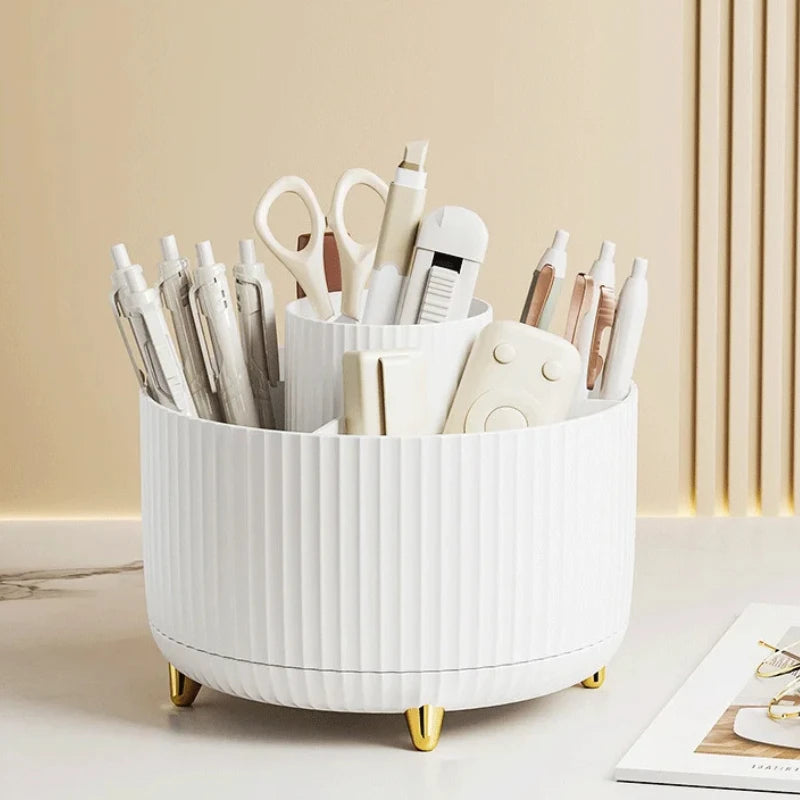 360 Degree Rotating Makeup Brush Organizer Storage Box Cosmetic Brush Holder Desktop Pen Pencil Container Organizer 1PCS - zyracollection.store