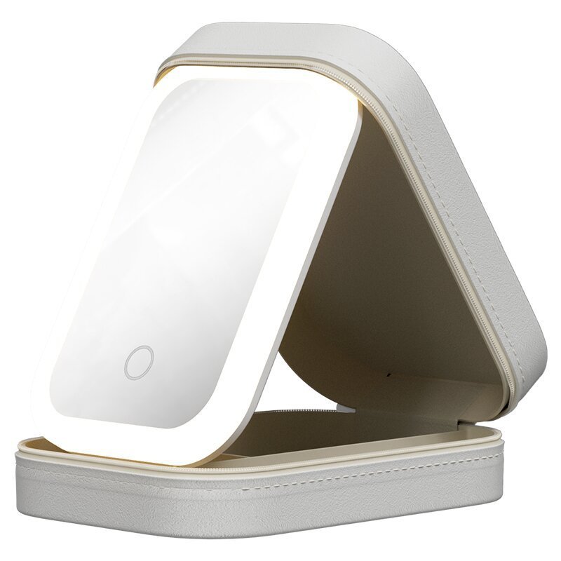 Makeup Storage Box With LED Light Mirror Portable Travel Makeup Cosmetics Storage Box Touch Light Storage Organizer - zyracollection.store