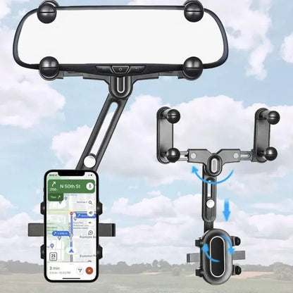 360° Car Rearview Mirror Phone Holder - Compatible with Phones and GPS - zyracollection.store