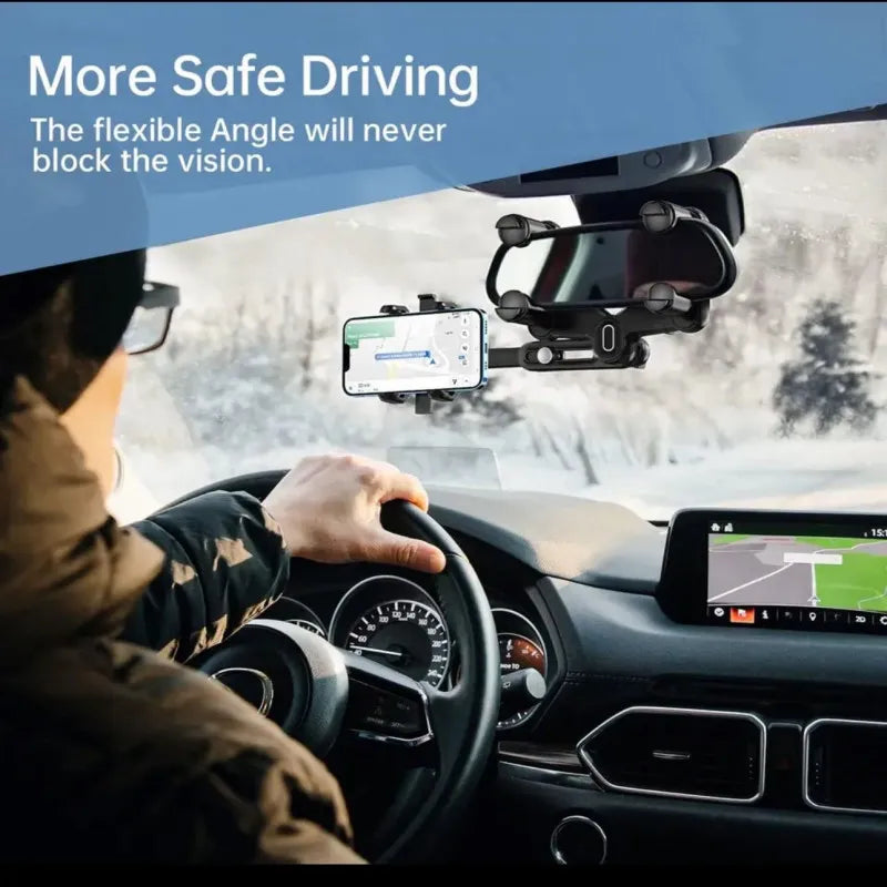 360° Car Rearview Mirror Phone Holder - Compatible with Phones and GPS - zyracollection.store